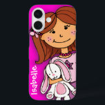 Mädchen, die ein weißes Kaninchen mit rosa Namen k title_seo2<br><div class="desc">Mädchen kuppeln rosa Gehäuse niedlich moderne grafische Mädchen Fall. Mädchen klopft ihr Glück,  weißes Hase. Dieser Fall liest Isabelle oder personalisieren Sie mit dem Namen Ihres Kindes. Original-Design von Sarah Trett für www.mylittleeden.com</div>