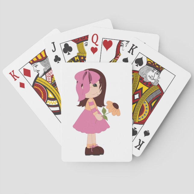Mädchen, die eine Blume halten und Karten spielen Spielkarten (Rückseite)