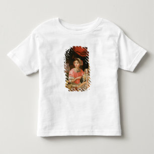 Mädchen, die eine Puppe im Innern halten Kleinkind T-shirt