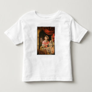 Mädchen, die eine Puppe im Innern halten Kleinkind T-shirt