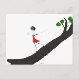 Mädchen, die einen Baum hinunterlaufen Postkarte