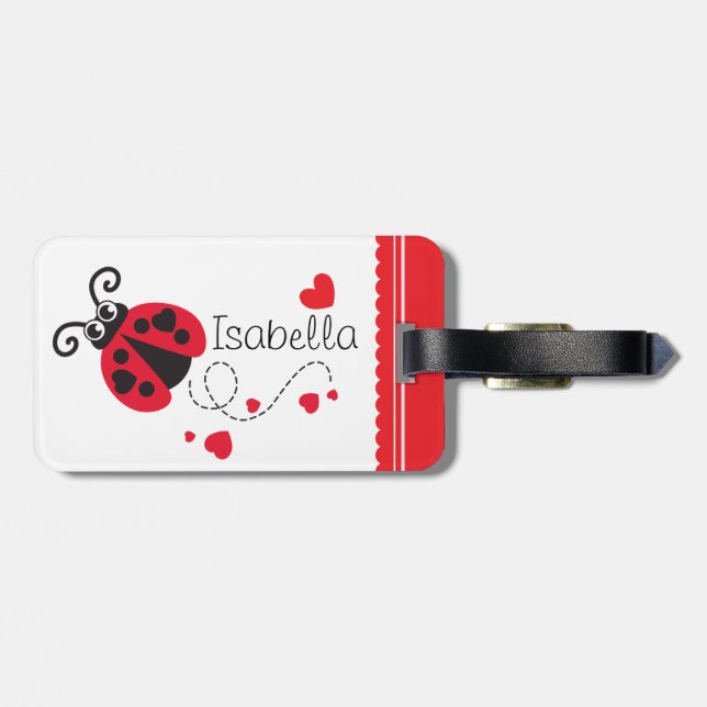 Mädchen, die Herz-Ladybug rot genannt Gepäckanhäng Gepäckanhänger (Rückseite horizontal)