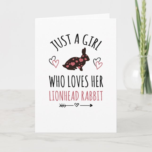 Mädchen, die ihr Lionhead-Kaninchen-Eigentümergesc Karte (Vorderseite)
