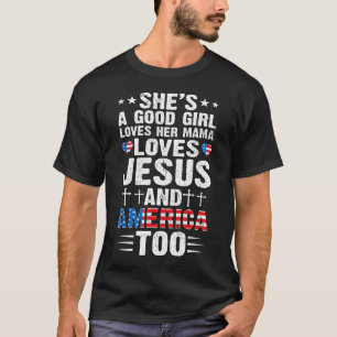 Mädchen, die ihre Mama Jesus und Amerika Liebe 4.  T-Shirt