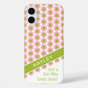 Mädchen, die Jesus Pink Daisy Liebe iPhone 16 Plus Hülle