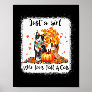 Mädchen, die Liebe fallen und Katzen Kürbiskatze H Poster