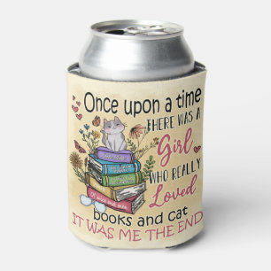 Mädchen, die Lieben Bücher und Katzen Dosenkühler