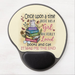 Mädchen, die Lieben Bücher und Katzen Gel Mousepad
