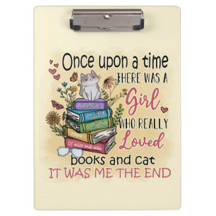 Mädchen, die Lieben Bücher und Katzen Klemmbrett