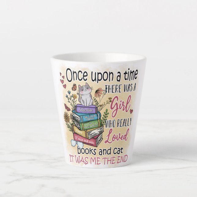 Mädchen, die Lieben Bücher und Katzen Milchtasse (Vorderseite)