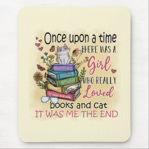 Mädchen, die Lieben Bücher und Katzen Mousepad