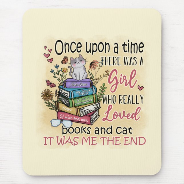 Mädchen, die Lieben Bücher und Katzen Mousepad (Vorne)