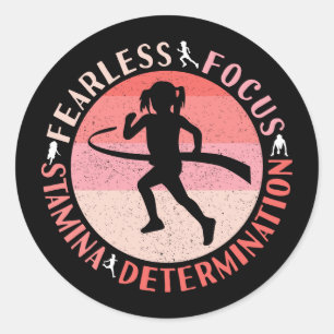 Mädchen, die Mindset laufen - Focus Fearless Runne Runder Aufkleber