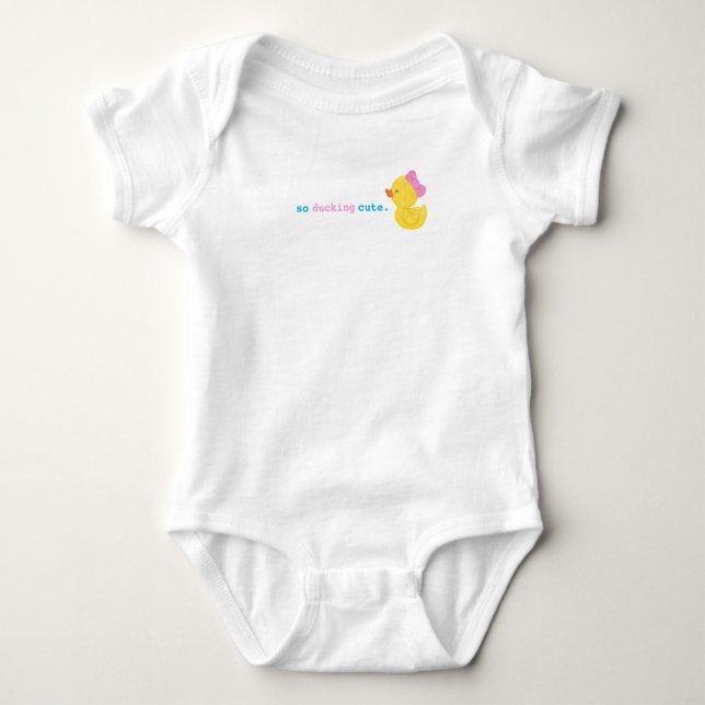 Mädchen, die Niedliche, weiße Gummifresser schnapp Baby Strampler (Vorderseite)