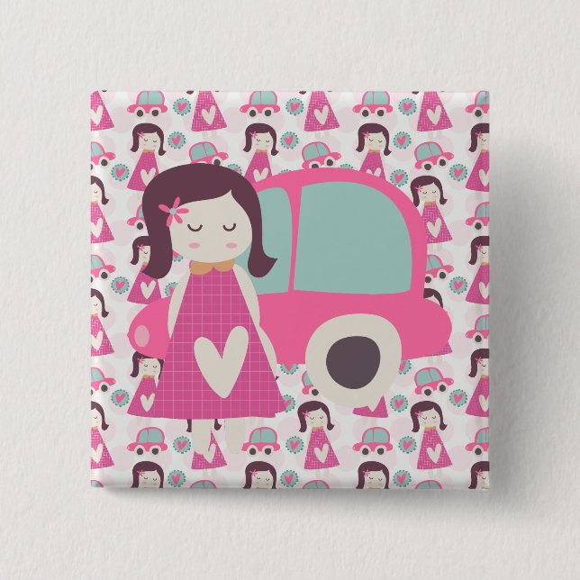 Mädchen, die Orte haben Button (Vorderseite)