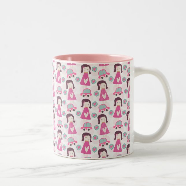 Mädchen, die Orte haben Zweifarbige Tasse (Rechts)