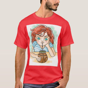Mädchen, die YerbaPartner trinken Heißinfusion T-Shirt