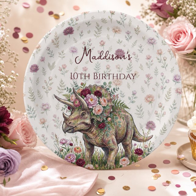 Mädchen-Dinosaurier-Geburtstag Pappteller (Von Creator hochgeladen)