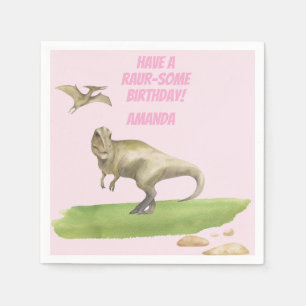 Mädchen Dinosaurier Geburtstag Serviette