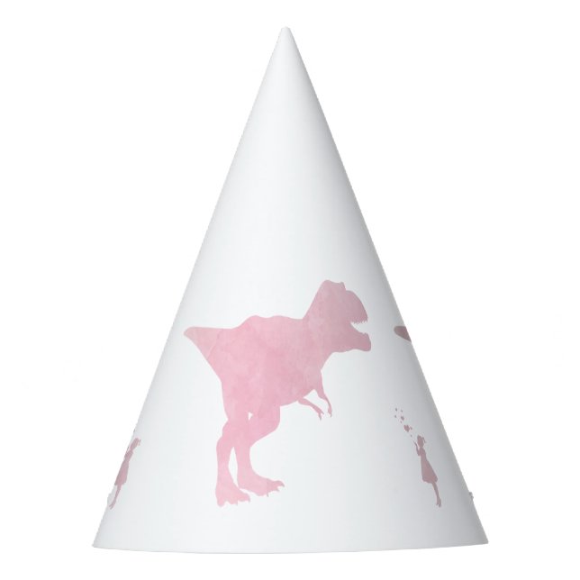 Mädchen-Dinosaurier-Party-Hüte - Girly TRex Partyhütchen (Vorderseite)