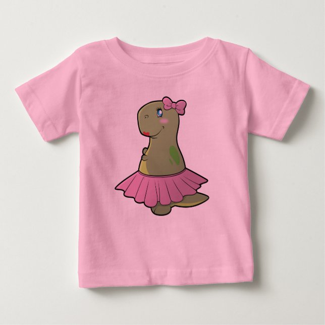 Mädchen-Dinosaurier T-Rex langes Hülsen-Shirt Baby T-shirt (Vorderseite)