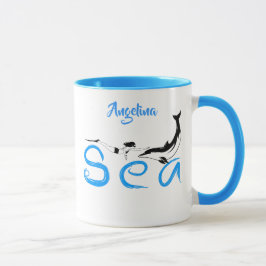 Mädchen, Dolphin, Meer lustig, elegant anpassbar Tasse