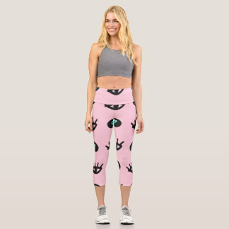 Mädchen Doodle: Augen hören Nahtlos. Capri Leggings