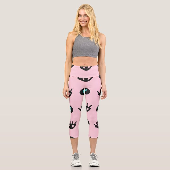 Mädchen Doodle: Augen hören Nahtlos. Capri Leggings (Vorderseite)