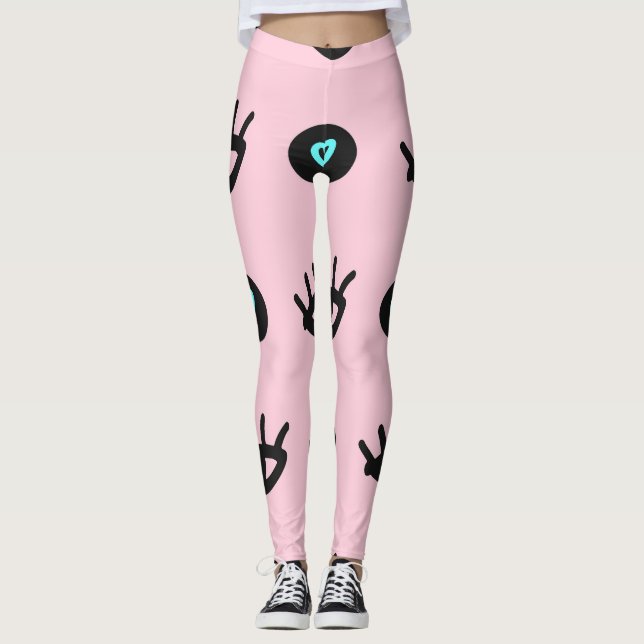 Mädchen Doodle: Augen hören Nahtlos. Leggings (Vorderseite)