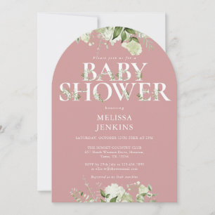 Mädchen Dusty Rose Pink Grünzeug Buchstabe Babypar Einladung