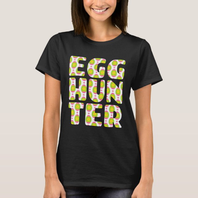 Mädchen Ei Jagd Grün rosa Eier Jäger Print T-Shirt (Vorderseite)