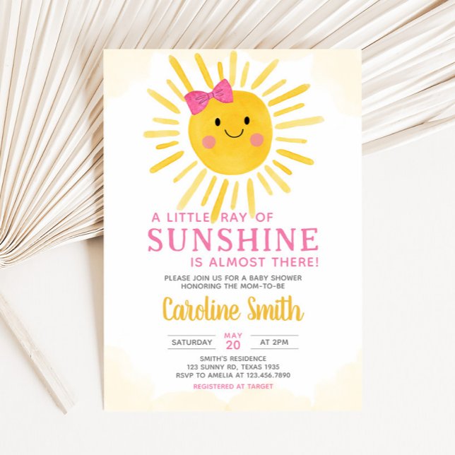 Mädchen ein wenig Ray Sunshine Baby Dusche Einladung (Girl A Little Ray of Sunshine Baby Shower Invitation)