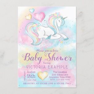 Mädchen Einhorn Baby Shower Einladungen