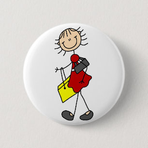 Mädchen-Einkaufsknopf Button
