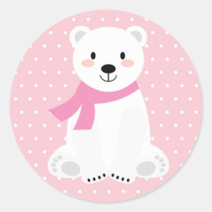 Mädchen Eisbär Baby Shower Pink Runder Aufkleber