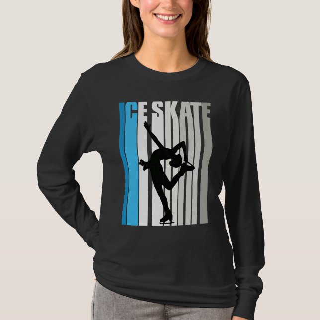 Mädchen Eislaufen Farben Eislaufen Retro Trainer C T-Shirt (Vorderseite)