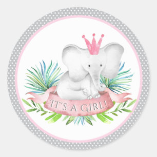 Mädchen Elefant Baby Shower Stickers