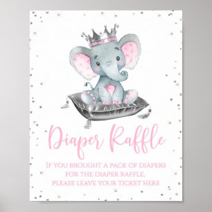 Mädchen Elefant Baby Shower Windel-Raffle-Tischsch Poster