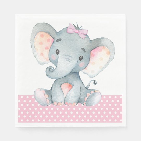 Madchen Elefant Babyparty Papierservietten Serviette Zazzle Ch