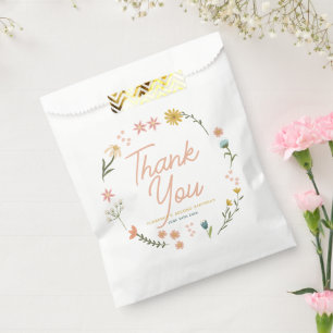 Mädchen Elegantes Rosa Boho Wildblumen Mädchen Geb Geschenktütchen