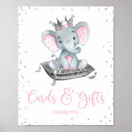 Mädchen Elephant Babydusche Tafelschilder Poster