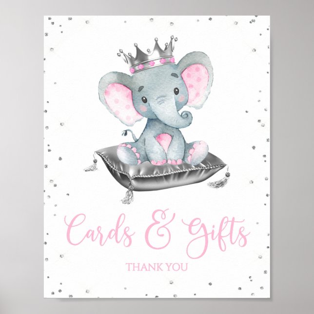 Mädchen Elephant Babydusche Tafelschilder Poster (Vorne)