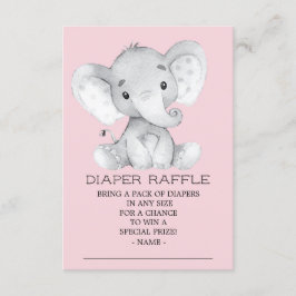 Mädchen Elephant Babydusche Windeln Raffle Ticket Begleitkarte