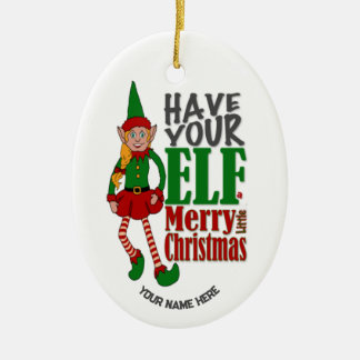 Mädchen-Elf, ein individuell anpassbarer Weihnacht Keramik Ornament