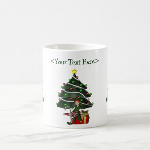 Mädchen-Elf-Weihnachtsbaum-personalisierte Kaffeetasse
