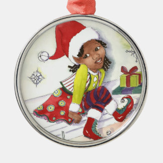 Mädchen-Elf-Weihnachtsverzierung Silbernes Ornament