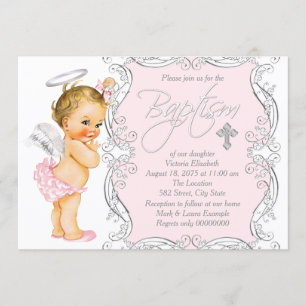 Mädchen-Engelchen-Taufe Einladung