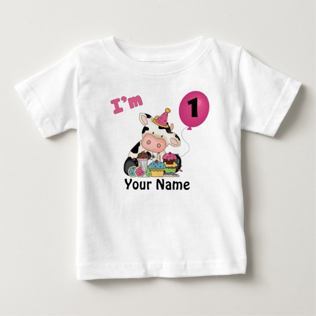 Mädchen erste Geburtstagskuhe Baby T-shirt (Vorderseite)