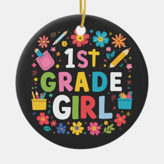 Mädchen erster Klasse Mädchen erster Klasse zurück Keramik Ornament (Vorne)