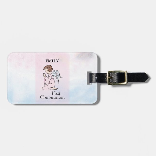 Mädchen, Erster Kommunion Angel Gepäckanhänger (Vorderseite horizontal)